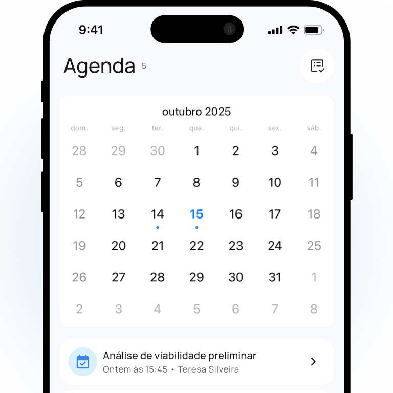 Controlo de tarefas e agenda